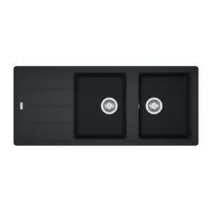 Lavello 2 vasche con gocciolatoio reversibile Franke 116x50 BFG 621 in fragranite nero