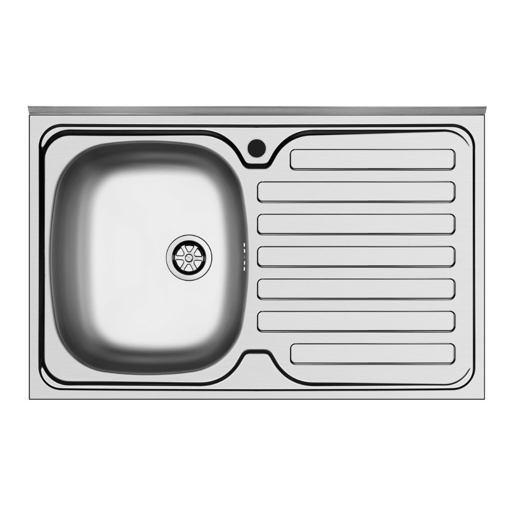 Lavello da appoggio Mediterraneo801 con 1 vasca sinistra e gocciolatoio destro con alzatina inox scatolato singolarmente Lavello da appoggio Mediterraneo801 con 1 vasca sinistra e gocciolatoio destro con alzatina inox scatolato singolarmente