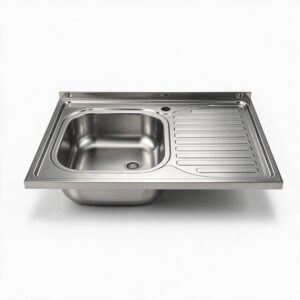 Lavello da appoggio SA30 una vasca con gocciolatoio destro 80x60cm. inox