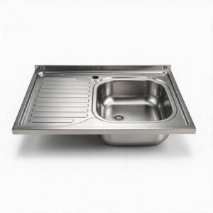 Lavello da appoggio SA30 una vasca con gocciolatoio sinistro 80x60cm. inox