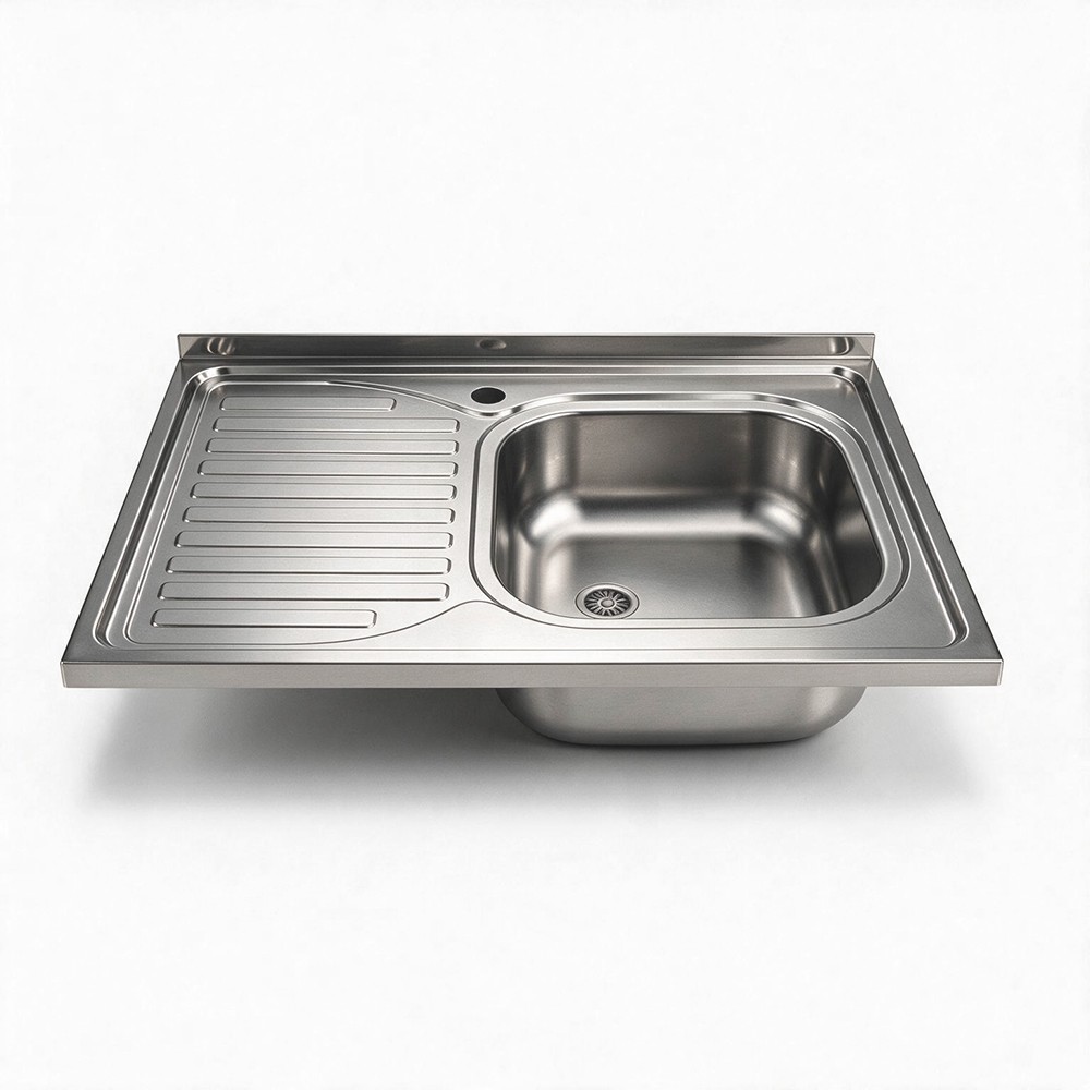 Lavello da appoggio SA30 una vasca con gocciolatoio sinistro 80x60cm. inox Lavello da appoggio SA30 una vasca con gocciolatoio sinistro 80x60cm. inox