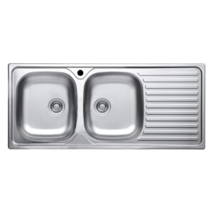 Lavello incasso cucina MP1162DX acciaio116x50 cm due vasche e gocciolatoio destro
