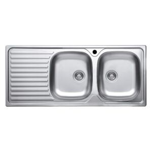 Lavello incasso cucina MP1162SX acciaio116x50 cm due vasche e gocciolatoio sinistro