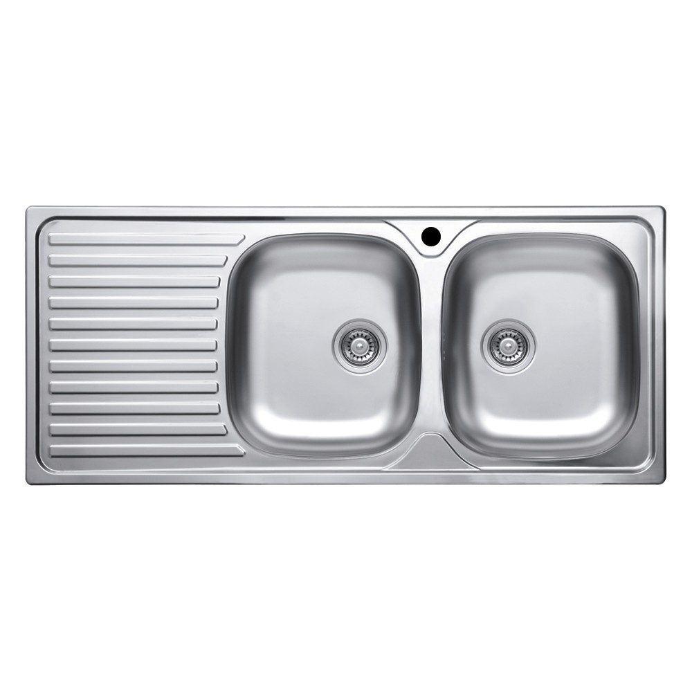 Lavello incasso cucina MP1162SX acciaio116x50 cm due vasche e gocciolatoio sinistro Lavello incasso cucina MP1162SX acciaio116x50 cm due vasche e gocciolatoio sinistro