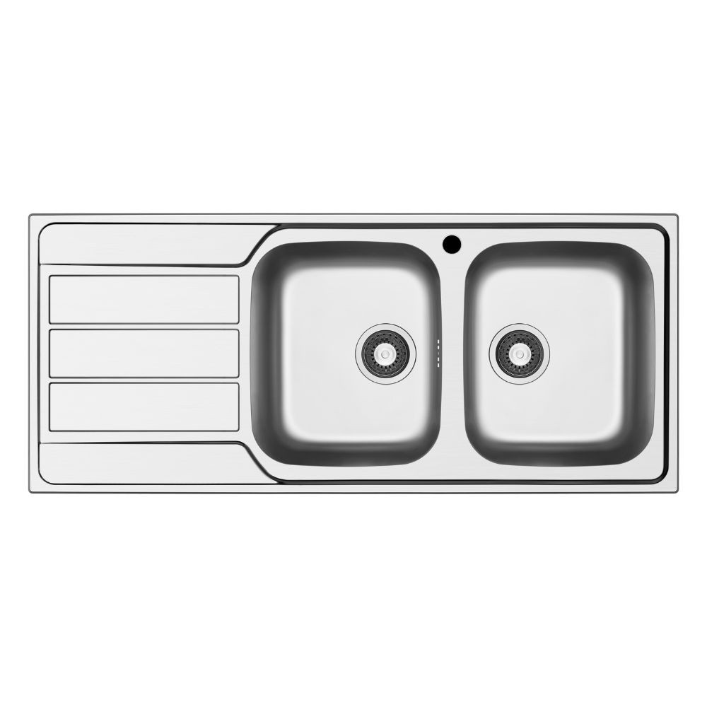 Lavello incasso Tirreno116 con 2 vasche destre e gocciolatoio sinistro inox scatolato singolarmente Lavello incasso Tirreno116 con 2 vasche destre e gocciolatoio sinistro inox scatolato singolarmente