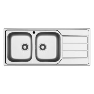 Lavello incasso Tirreno116 con 2 vasche sinistre e gocciolatoio destro inox scatolato singolarmente