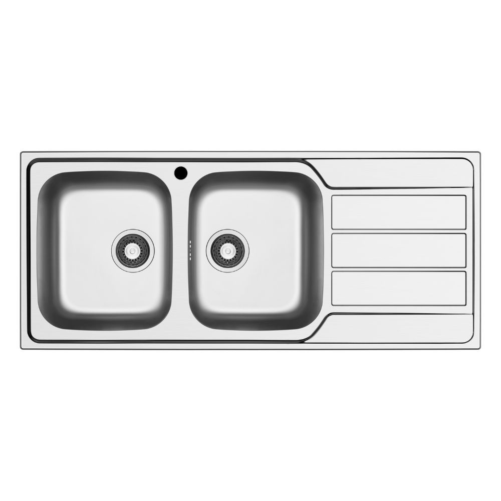 Lavello incasso Tirreno116 con 2 vasche sinistre e gocciolatoio destro inox scatolato singolarmente Lavello incasso Tirreno116 con 2 vasche sinistre e gocciolatoio destro inox scatolato singolarmente