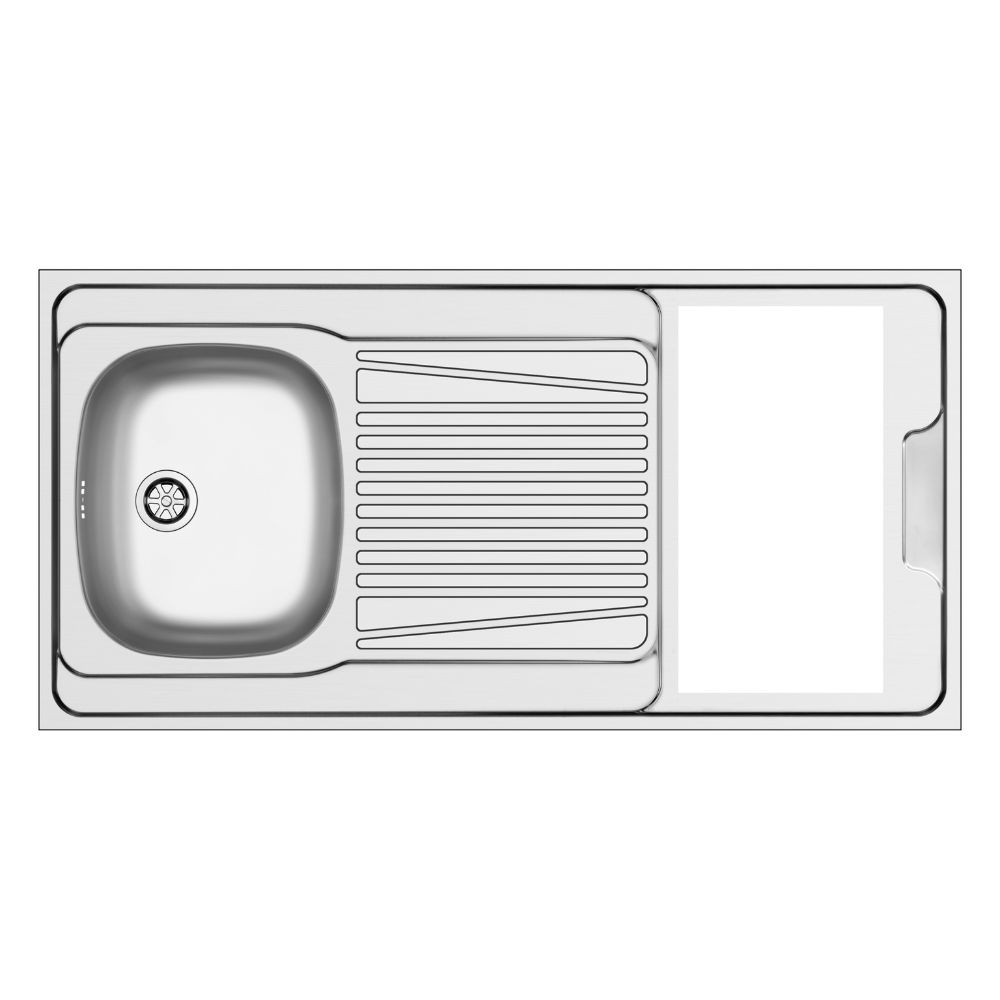 Lavello monoblocco reversibile Indiano120 1 vasca con foro per piano cottura da 30 cm. inox scatolato singolarmente Lavello monoblocco reversibile Indiano120 1 vasca con foro per piano cottura da 30 cm. inox scatolato singolarmente