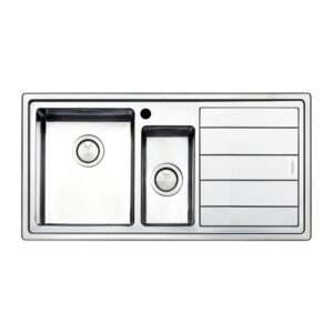 Lavello SAXT332 100x50 cm 1 vasca con vaschetta e gocciolatoio destro