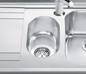 Lavello Smeg LE102S2 inox 1 + 1/2 vasca con gocciolatoio sinistro 100x50 cm.