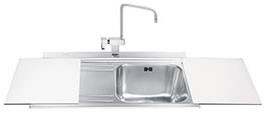 Lavello Smeg LI91BS 90x50 cm 1 vasca con gocciolatoio a sinistra con vetri bianchi