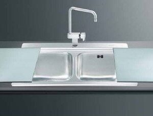 Lavello Smeg LI92B 90x50 cm 2 vasche con vetro bianco