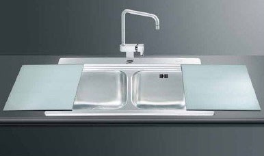 Lavello Smeg LI92B 90x50 cm 2 vasche con vetro bianco Lavello Smeg LI92B 90x50 cm 2 vasche con vetro bianco