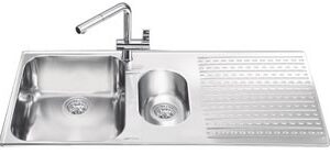 Lavello Smeg LTS102D2 inox 1+1/2 vasca con gocciolatoio destro 100x50 cm