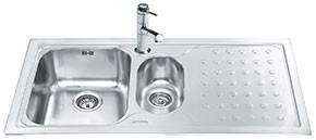Lavello Smeg LV100D3 1 vasca + 1/2 con gocciolatoio destro 100x50 cm inox
