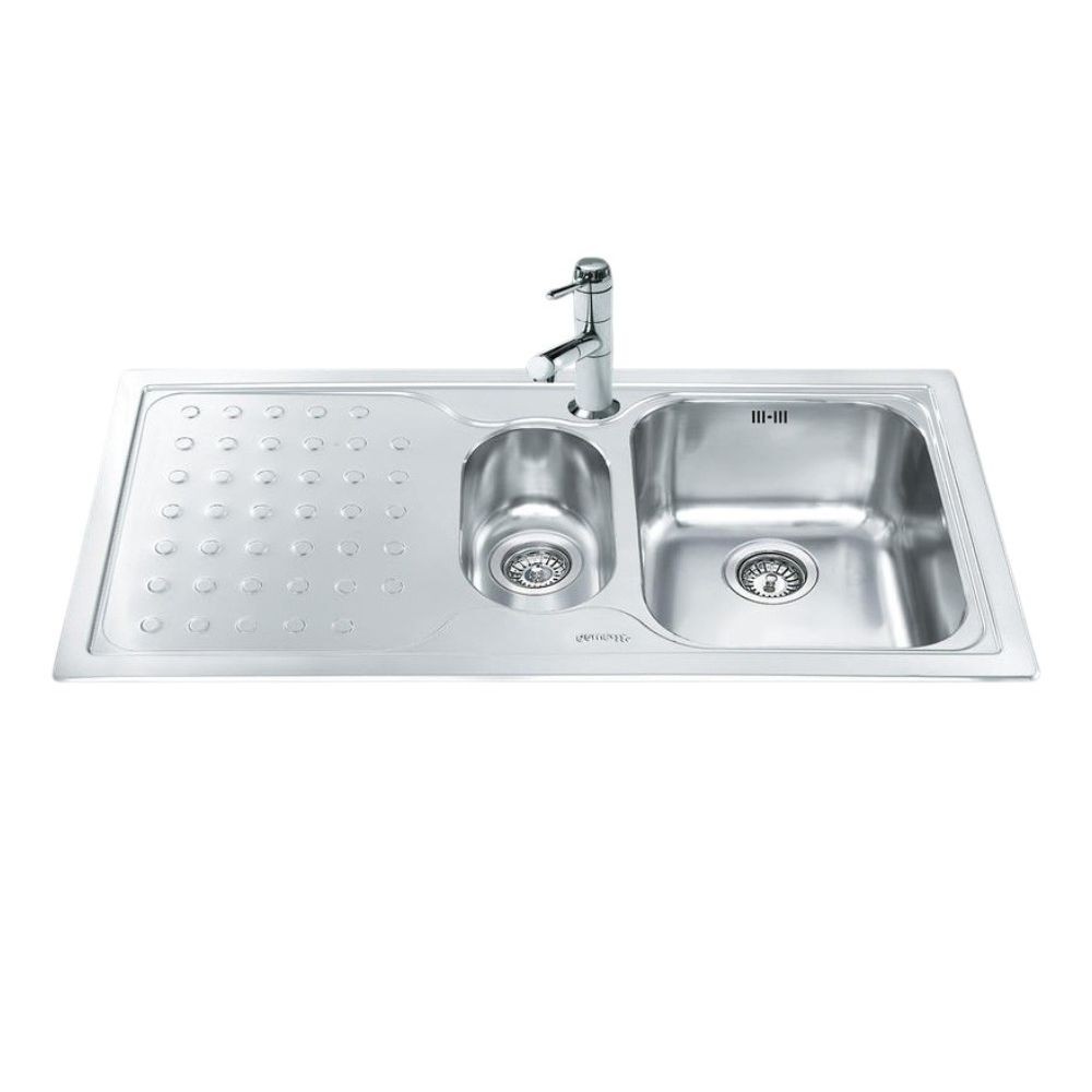 Lavello Smeg LV100S3 1 vasca + 1/2 con gocciolatoio sinistro 100x50 cm inox Lavello Smeg LV100S3 1 vasca + 1/2 con gocciolatoio sinistro 100x50 cm inox
