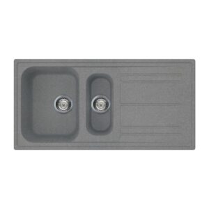 Lavello Smeg LZ102TT 1 + 1/2 vasca con gocciolatoio reversibile 100x50 cm. titanio