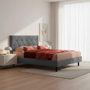Letto Cody matrimoniale contenitore con testiera trapuntata colore grigio
