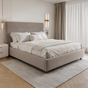 Letto matrimoniale Ascoli contenitore 180x200 in tessuto Aragon 20 taupe