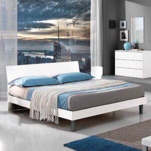 Letto matrimoniale giroletto Manitoba bianco