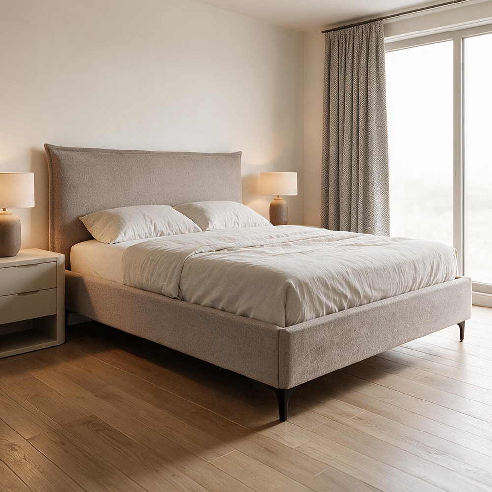 Letto matrimoniale Line contenitore in tessuto Aragon 20 taupe Letto matrimoniale Line contenitore in tessuto Aragon 20 taupe