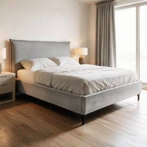 Letto matrimoniale Line contenitore in tessuto Aragon 80 light grey
