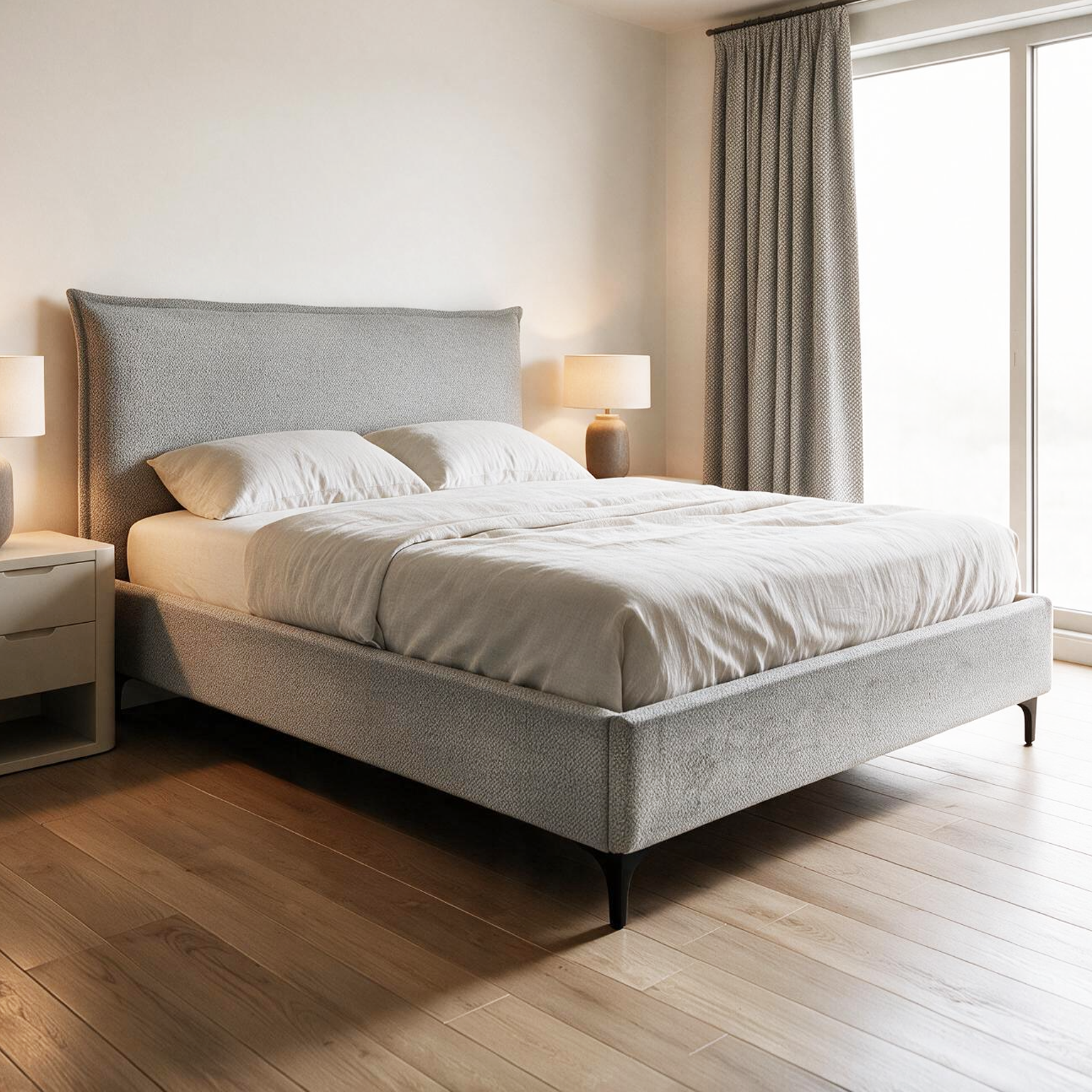 Letto matrimoniale Line contenitore in tessuto Aragon 80 light grey Letto matrimoniale Line contenitore in tessuto Aragon 80 light grey