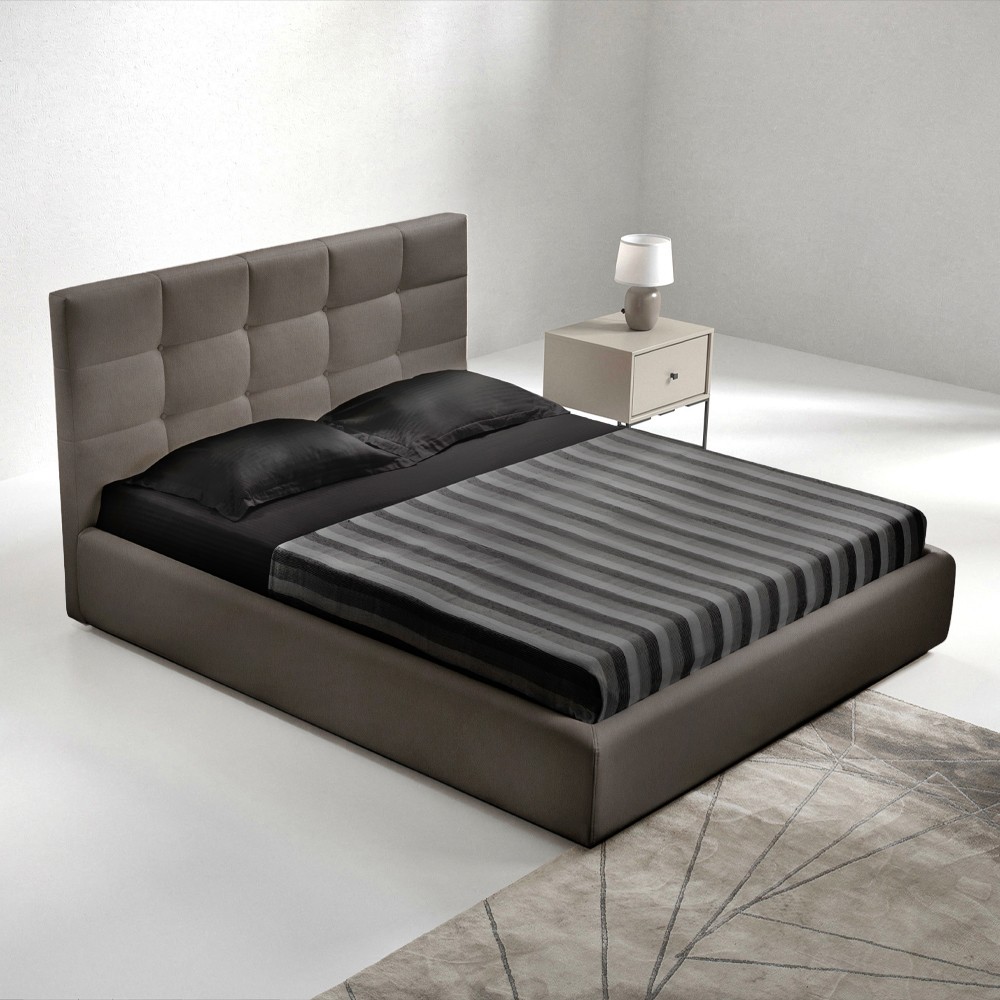 Letto matrimoniale contenitore Napoli tessuto tortora Letto matrimoniale contenitore Napoli tessuto tortora