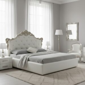 Letto matrimoniale Savoia bianco con contenitore