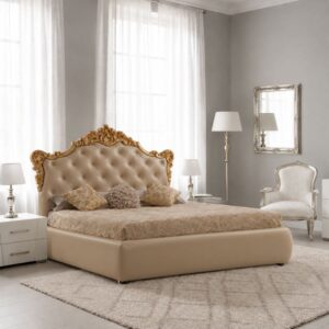 Letto matrimoniale Savoia crema con contenitore