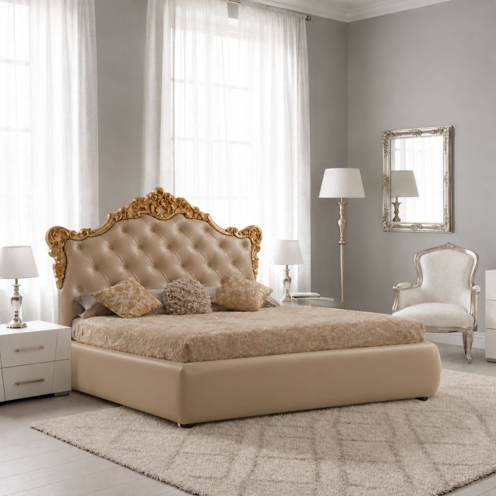 Letto matrimoniale Savoia crema con contenitore Letto matrimoniale Savoia crema con contenitore