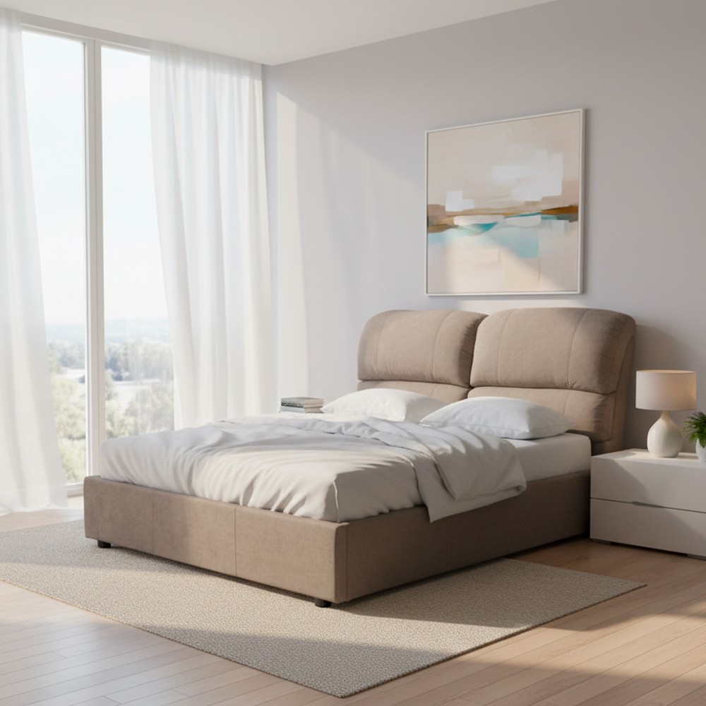 Letto matrimoniale Sofaback contenitore in tessuto Enjoy 03 taupe Letto matrimoniale Sofaback contenitore in tessuto Enjoy 03 taupe