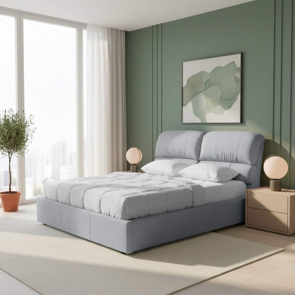 Letto matrimoniale Sofaback contenitore in tessuto Enjoy 20 light grey Letto matrimoniale Sofaback contenitore in tessuto Enjoy 20 light grey