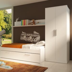 Letto singolo 1004 Blanco con cassettone estraibile
