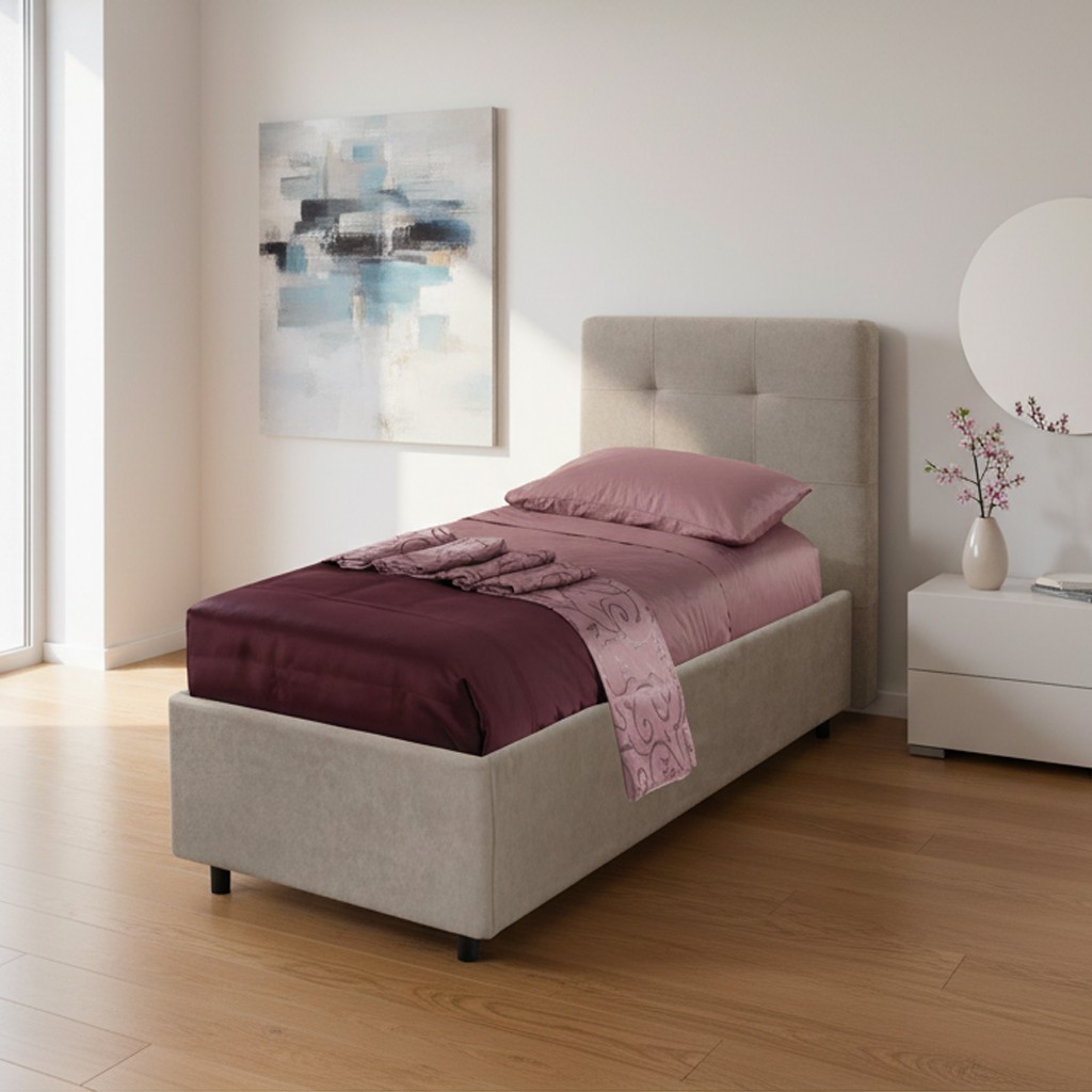 Letto singolo Ascoli contenitore in tessuto Enjoy 03 tortora Letto singolo Ascoli contenitore in tessuto Enjoy 03 tortora