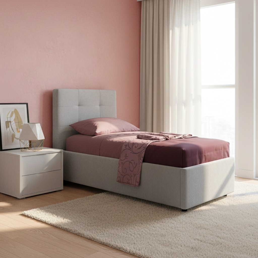 Letto singolo Ascoli contenitore in tessuto Enjoy 20 grigio chiaro Letto singolo Ascoli contenitore in tessuto Enjoy 20 grigio chiaro