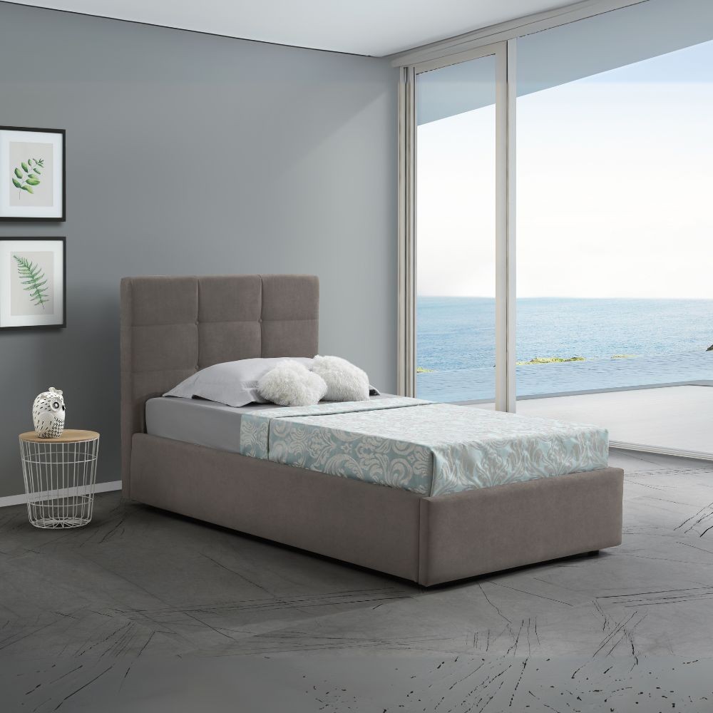 Letto singolo con contenitore Napoli tortora Soro 91 Letto singolo con contenitore Napoli tortora Soro 91