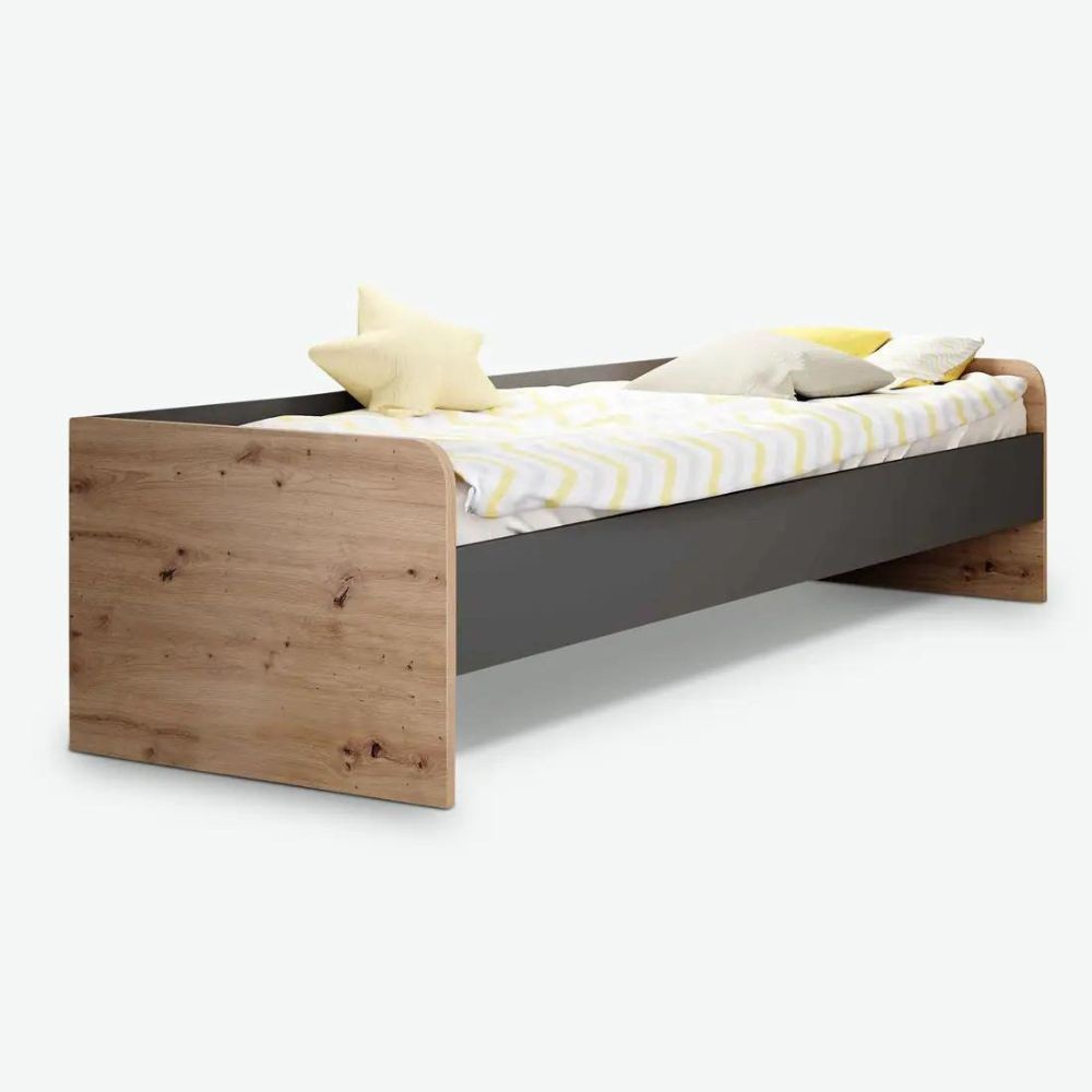 Letto singolo Gap System colore rovere e antracite Letto singolo Gap System colore rovere e antracite