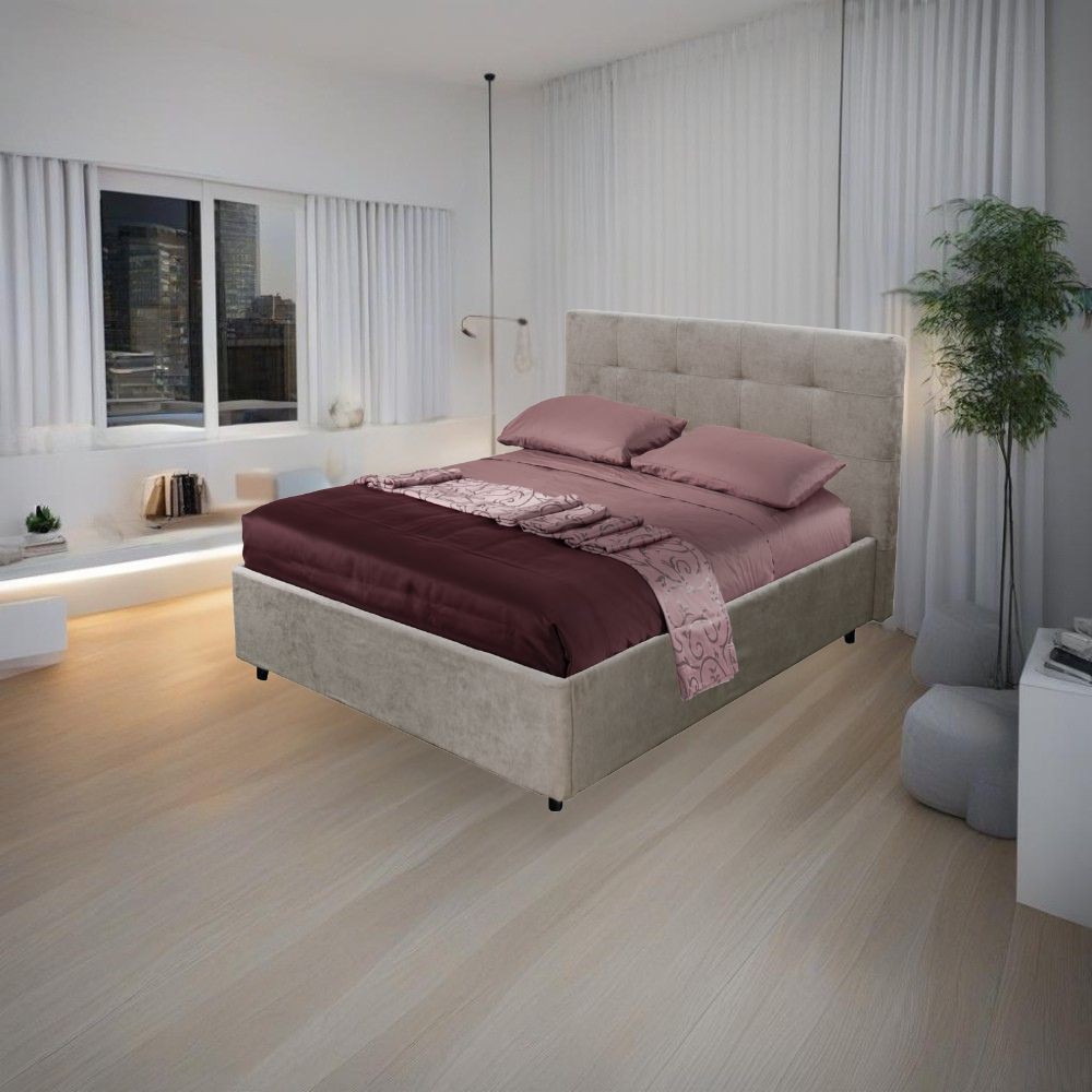 Letto una piazza e mezza Ascoli contenitore in tessuto Enjoy 03 tortora Letto una piazza e mezza Ascoli contenitore in tessuto Enjoy 03 tortora