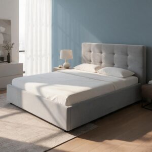 Letto una piazza e mezza Ascoli contenitore in tessuto Enjoy 20 grigio chiaro