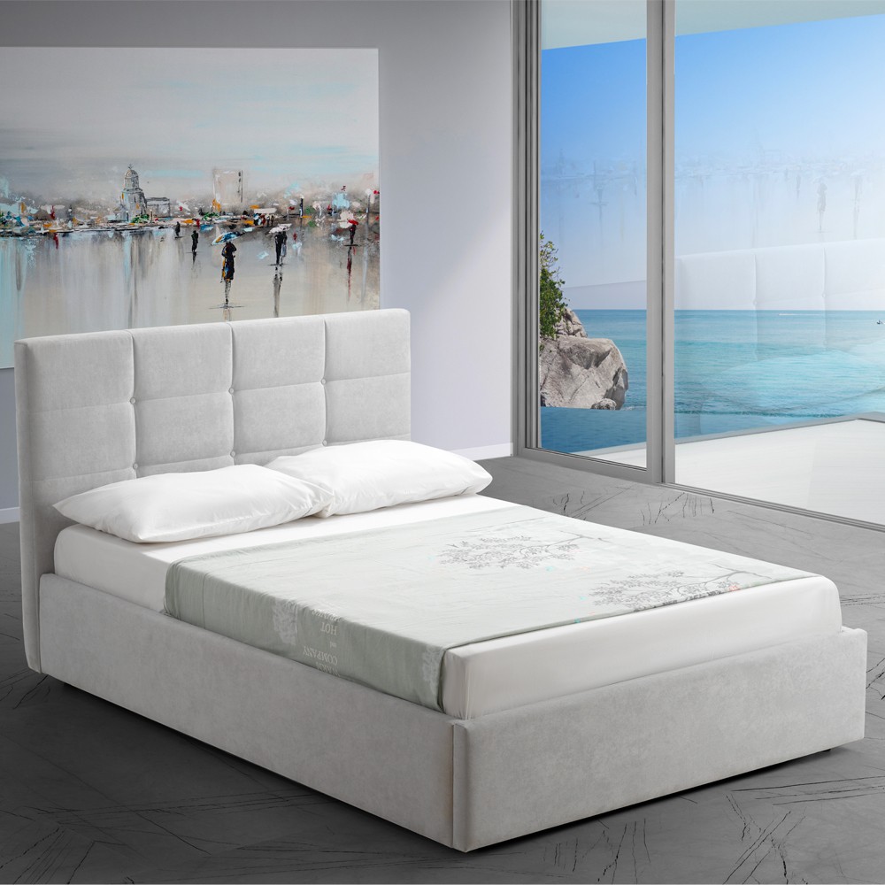 Letto una piazza e mezza con contenitore Napoli grigio Soro 90 Letto una piazza e mezza con contenitore Napoli grigio Soro 90