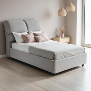 Letto una piazza e mezza Sofaback contenitore in tessuto Aragon 80 light grey
