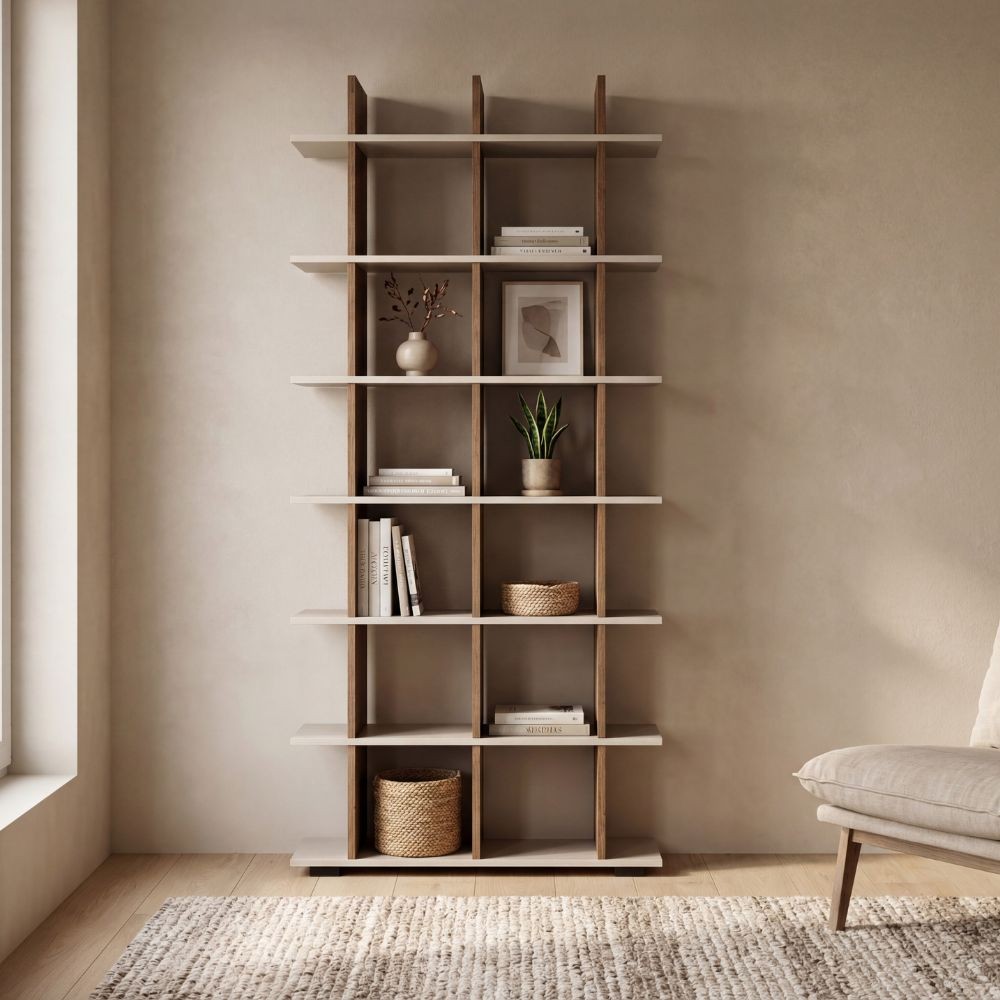 Libreria a giorno Navas20A con 3 nicchie in colore artisan oak e cashmere Libreria a giorno Navas20A con 3 nicchie in colore artisan oak e cashmere
