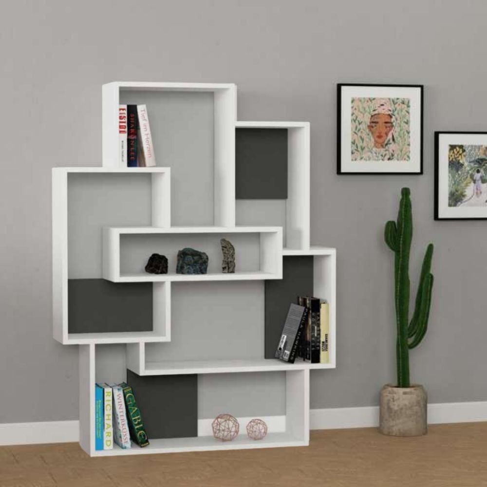 Libreria Barce bianco antracite 101x22x132h Libreria Barce bianco antracite 101x22x132h