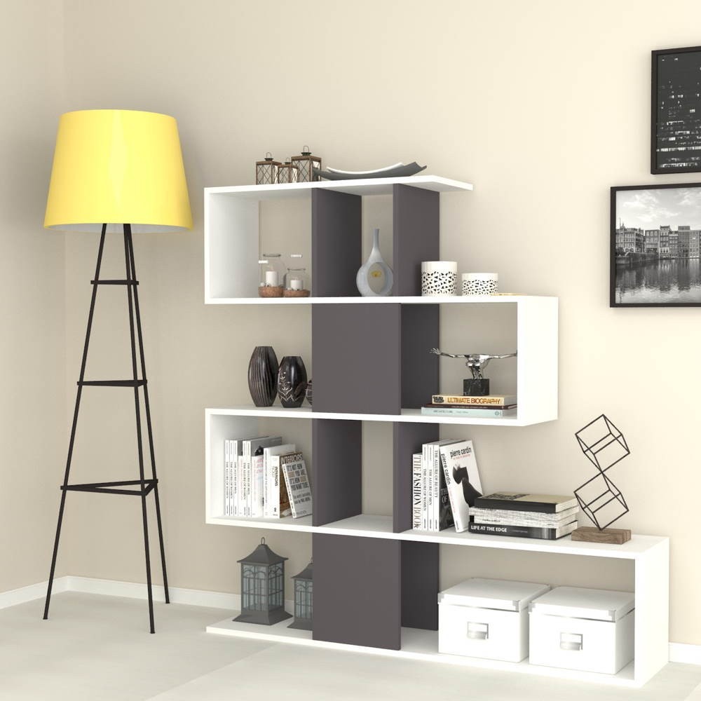 Libreria bifacciale Aktif 145x145x29 cm bianco ghisa Libreria bifacciale Aktif 145x145x29 cm bianco ghisa