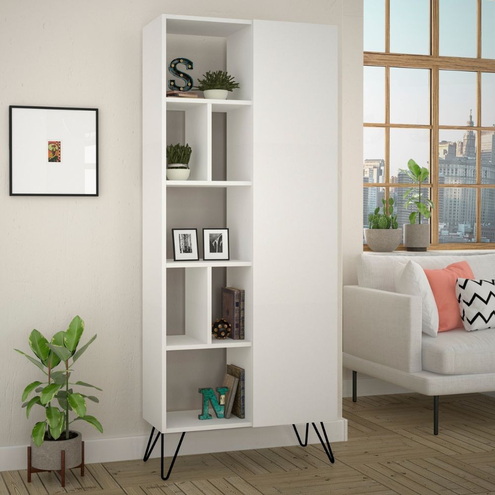 Libreria con anta Jedda colore bianco 80,6x191 Libreria con anta Jedda colore bianco 80,6x191