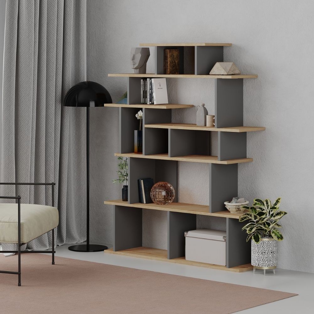 Libreria design Apollon rovere e antracite Libreria design Apollon rovere e antracite