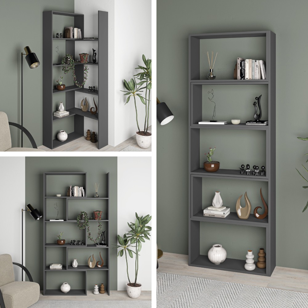 Libreria Wish estensibile angolare antracite 200h Libreria Wish estensibile angolare antracite 200h
