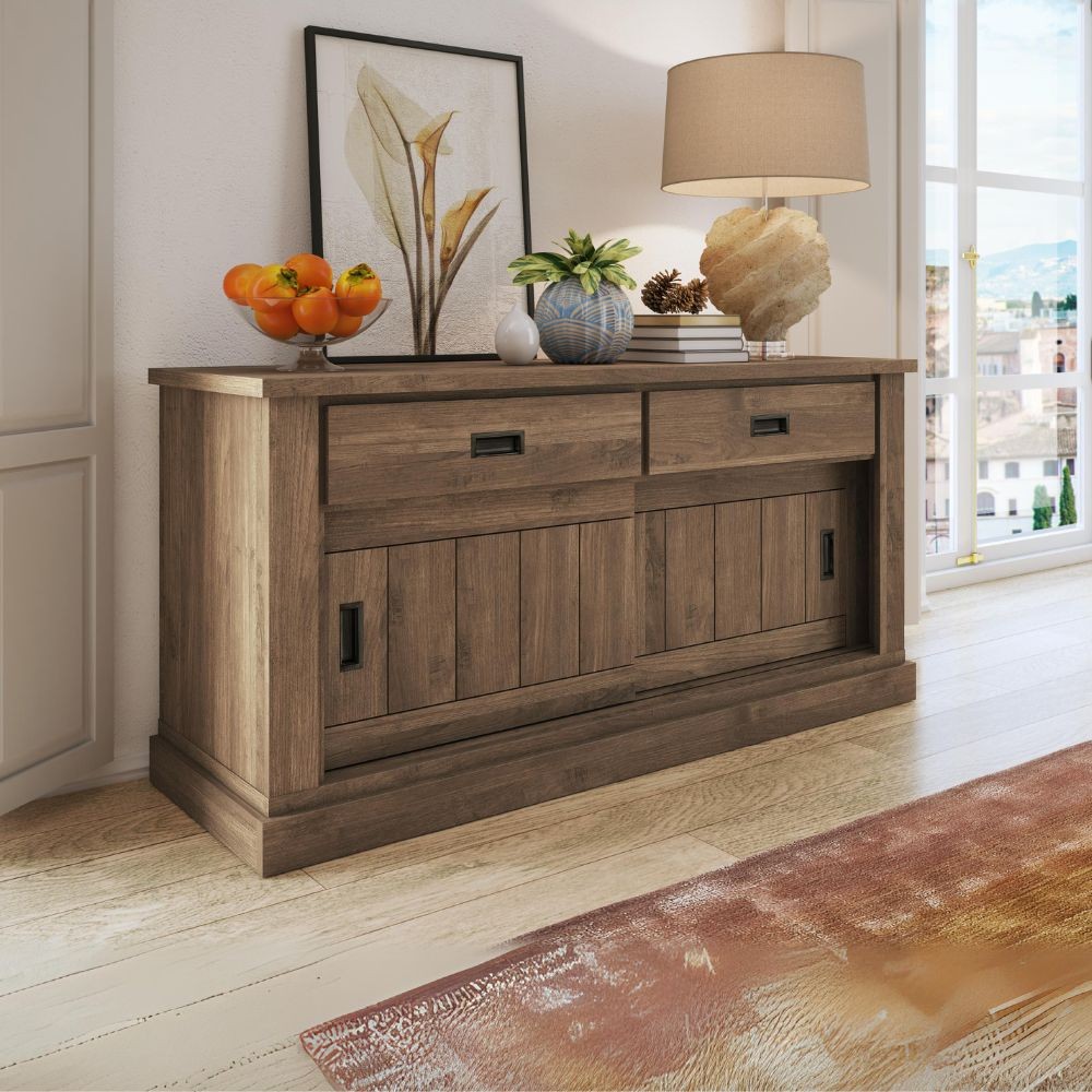 Madia AnthonyIII 52 con 2 ante scorrevoli e 2 cassetti colore noce eastwood stile shabby Madia AnthonyIII 52 con 2 ante scorrevoli e 2 cassetti colore noce eastwood stile shabby