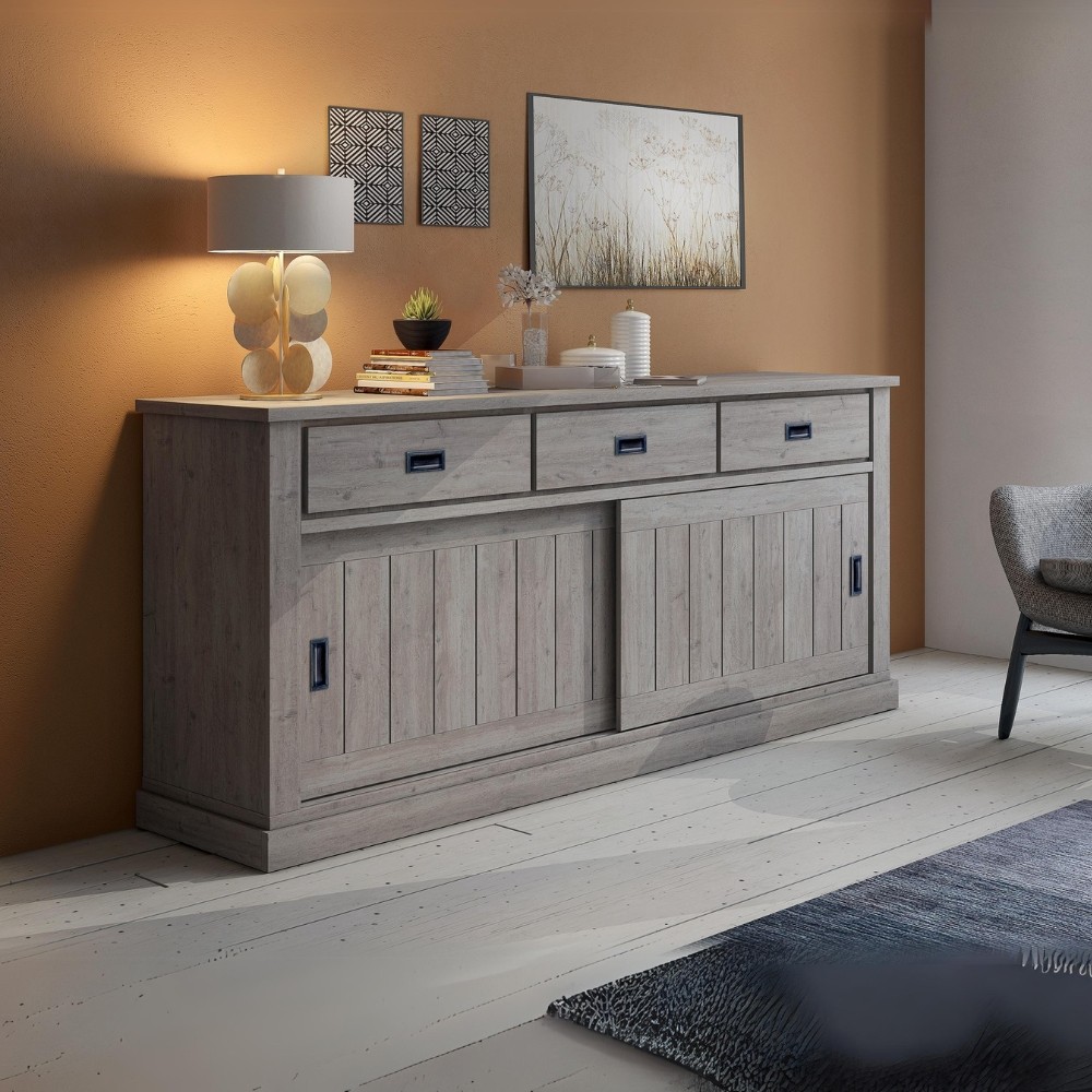 Madia AnthonyIII 67070 con 2 ante scorrevoli e 3 cassetti colore ancona oak stile shabby Madia AnthonyIII 67070 con 2 ante scorrevoli e 3 cassetti colore ancona oak stile shabby
